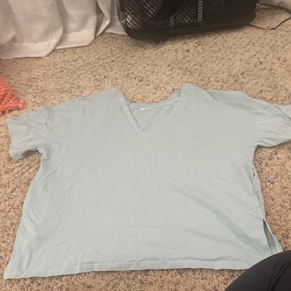 Light Blue V-Neck/Off The Shoulder Women's Top